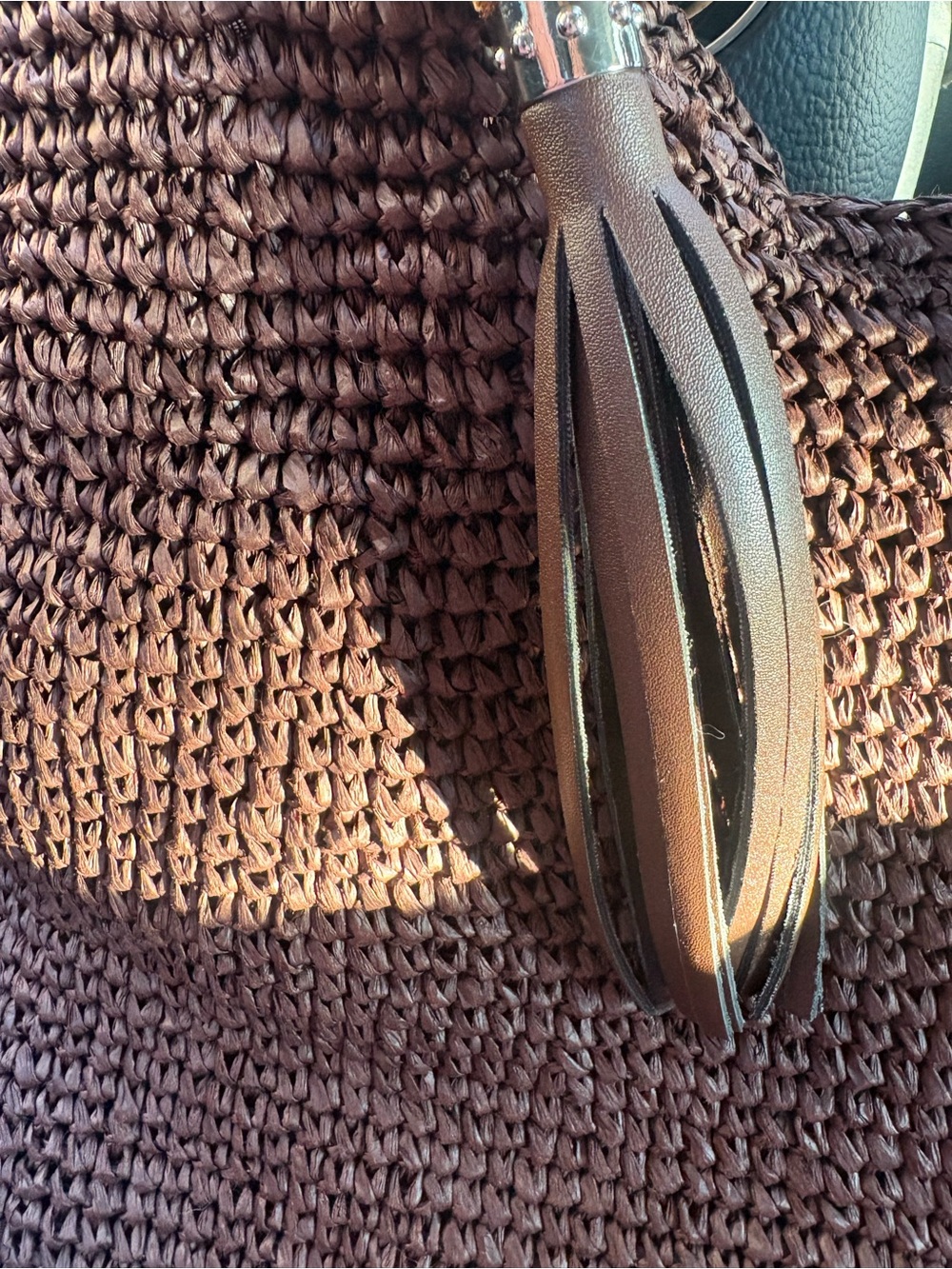 Tommy Bahama Brown Woven Tote with Tassel brown - Picture 4 of 8